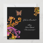Invitation PAPILLON, rose jaune noir vif (Dos)