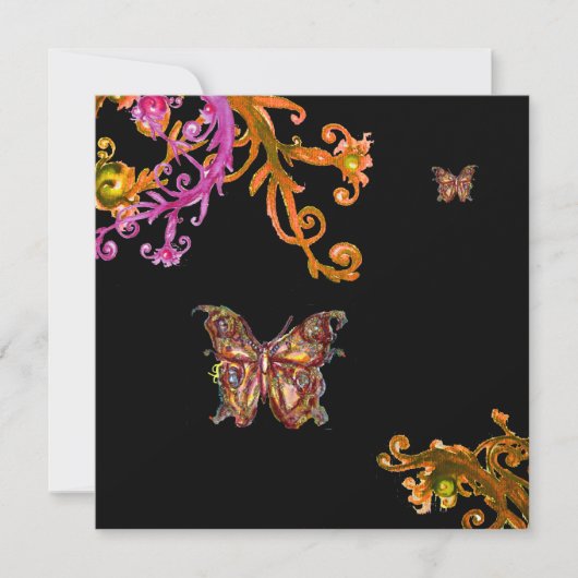 Invitation PAPILLON, rose jaune noir vif (Devant)