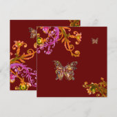 Invitation PAPILLON, rose jaune rouge vif (Devant / Derrière)