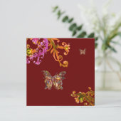 Invitation PAPILLON, rose jaune rouge vif (Debout devant)