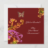 Invitation PAPILLON, rose jaune rouge vif (Dos)