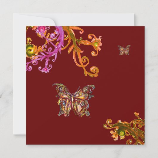 Invitation PAPILLON, rose jaune rouge vif (Devant)