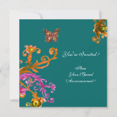 Invitation PAPILLON, rose jaune vert vif (Dos)