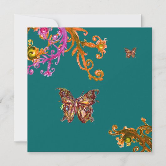 Invitation PAPILLON, rose jaune vert vif (Devant)