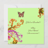 Invitation PAPILLON, rose jaune vert vif (Dos)