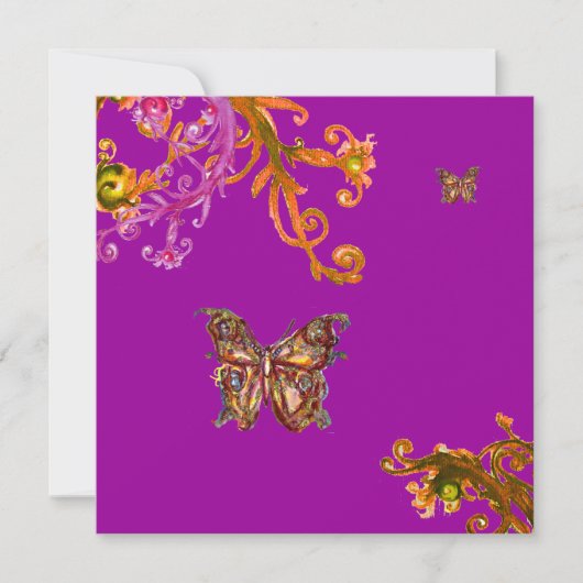 Invitation PAPILLON, rose jaune violet pourpre brillant (Devant)