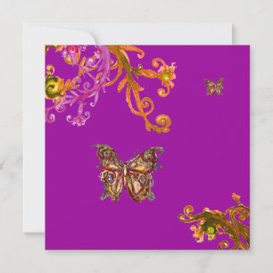 Invitation PAPILLON, rose jaune violet pourpre brillant