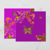 Invitation PAPILLON, rose jaune violet pourpre vif (Devant / Derrière)