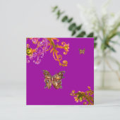 Invitation PAPILLON, rose jaune violet pourpre vif (Debout devant)