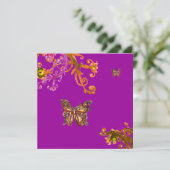 Invitation PAPILLON, rose jaune violet violet vif (Debout devant)
