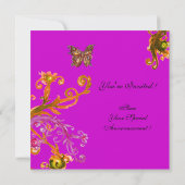 Invitation PAPILLON, rose jaune violet violet vif (Dos)
