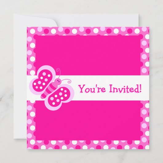 Invitation Papillon rose mignon avec l'invitation (Dos)