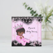Invitation Papillon rose noir Baby shower Princesse Ethnique (Debout devant)