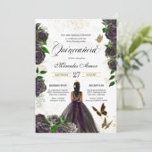Invitation Papillon Rose noir Mariposa Quinceanera (Debout devant)