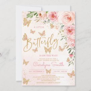 Invitation Papillon rose or Baby shower fille d'invitation