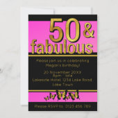 Invitation Papillon rose or Cinquante et fabuleux 50e anniver (Devant)