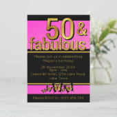Invitation Papillon rose or Cinquante et fabuleux 50e anniver (Debout devant)