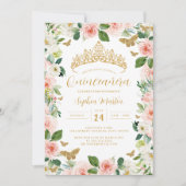 Invitation Papillon rose or Tiara Quinceanera (Devant)