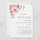 Invitation Papillon rose or verdure Baby shower de luxe (Devant)