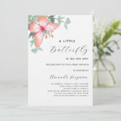 Invitation Papillon rose or verdure Baby shower de luxe (Debout devant)