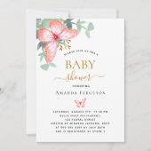 Invitation Papillon rose or verdure fille Baby shower (Devant)