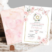 Invitation Papillon rose pâle Bat mitzvah Floral