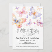 Invitation Papillon rose pourpre Fille Tous les âges Annivers (Devant)