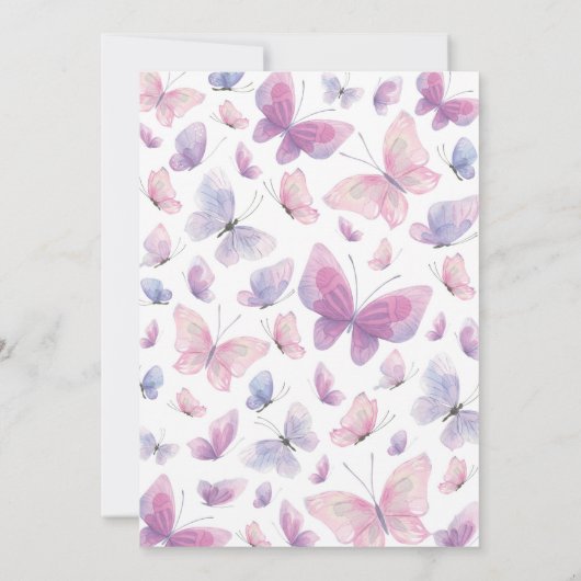 Invitation Papillon rose pourpre Premier anniversaire Invitat (Dos)