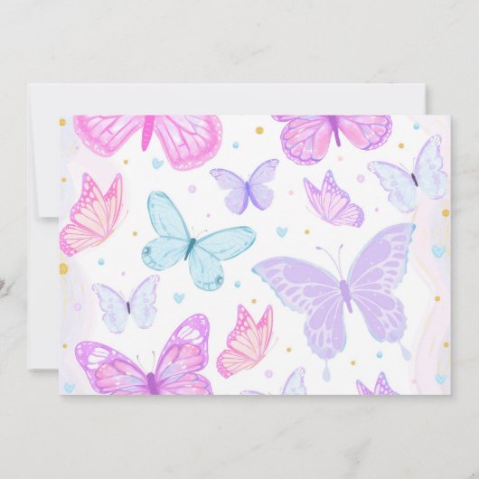 Invitation Papillon rose pourpre Premier anniversaire Invitat (Dos)