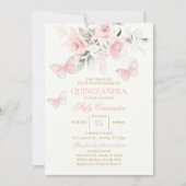 Invitation Papillon rose Quinceañera (Devant)
