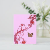 Invitation PAPILLON, rose rouge vif (Debout devant)