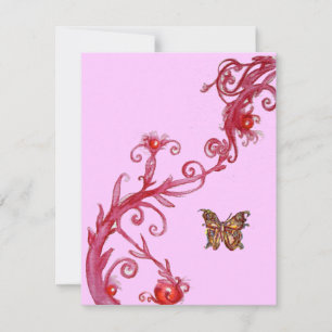 Invitation PAPILLON, rose rouge vif
