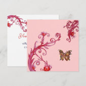 Invitation PAPILLON, rose rouge vif (Devant / Derrière)