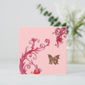 Invitation PAPILLON, rose rouge vif (Debout devant)