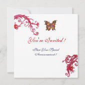 Invitation PAPILLON, rose rouge vif (Dos)
