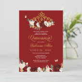 Invitation Papillon rose rousse de Bourgogne Quinceanera Gold (Debout devant)