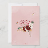 Invitation Papillon rose rousse de Bourgogne Quinceanera Gold (Dos)