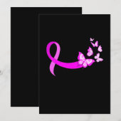 Invitation Papillon rose Ruban Sensibilisation au cancer du s (Devant / Derrière)