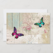 Invitation Papillon Rose sur un Anniversaire de Collage Vinta (Dos)