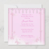 Invitation Papillon rose Tiara Princess Baby shower Brunette (Dos)