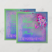Invitation Papillon rose vert Neon Grunge Sweet 16 Anniversai (Devant / Derrière)
