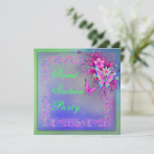 Invitation Papillon rose vert Neon Grunge Sweet 16 Anniversai (Debout devant)