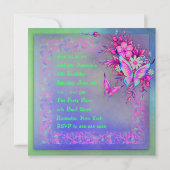 Invitation Papillon rose vert Neon Grunge Sweet 16 Anniversai (Dos)