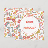 Invitation Papillon rose vert Soyez ma servante (Devant / Derrière)