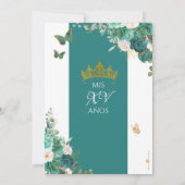 Invitation Papillon Rose vert turquoise Princesse Quinceanera (Dos)