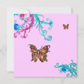 Invitation PAPILLON, rose vif bleu (Devant)