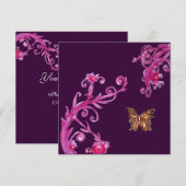 Invitation PAPILLON, rose vif violet (Devant / Derrière)