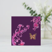 Invitation PAPILLON, rose vif violet (Debout devant)
