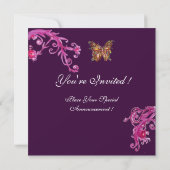 Invitation PAPILLON, rose vif violet (Dos)
