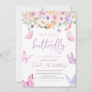 Invitation Papillon rose violet Anniversaire